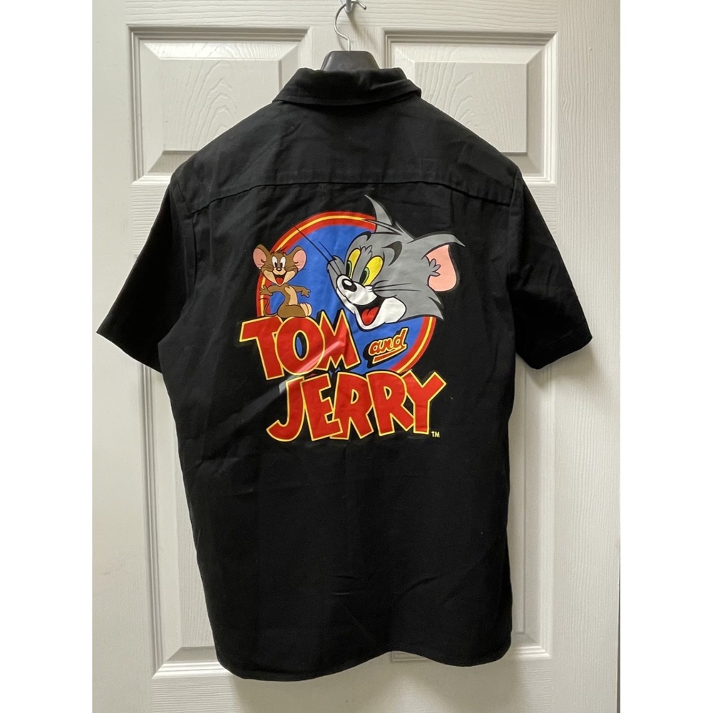 Vintage Tom and Jerry Men's‎ Medium Short Sleeved Shirt Black Front Pockets